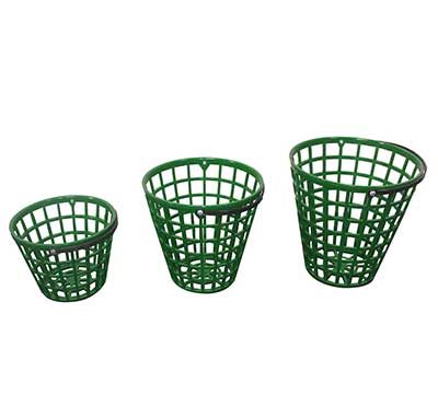 Golf ball baskets plastic green small, medium and large