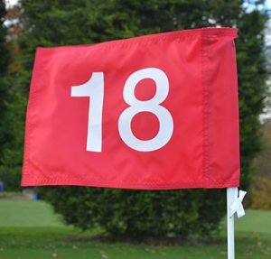 Numbered Golf Flag Red Flag with White 18