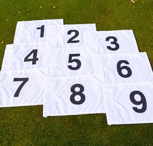 Numbered Golf Flags Set of White 1-9